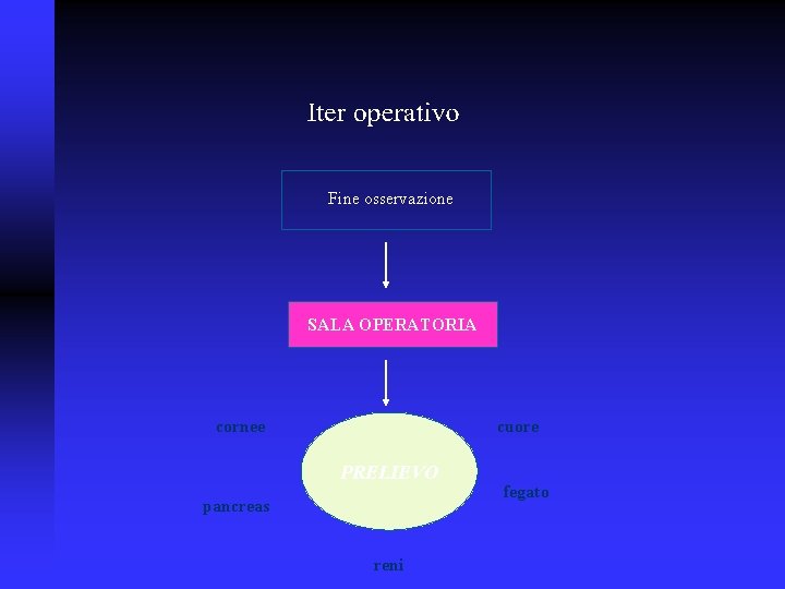 Fine osservazione SALA OPERATORIA cornee cuore PRELIEVO pancreas reni fegato 