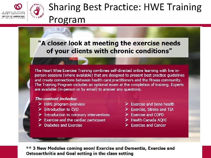 Sharing Best Practice: HWE Training Program 