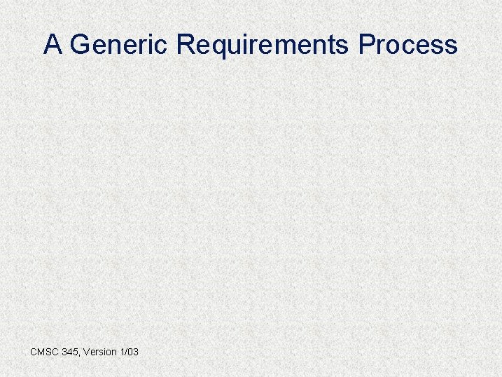A Generic Requirements Process CMSC 345, Version 1/03 
