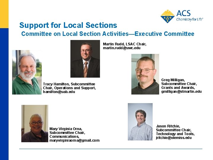 Support for Local Sections Committee on Local Section Activities—Executive Committee Martin Rudd, LSAC Chair,