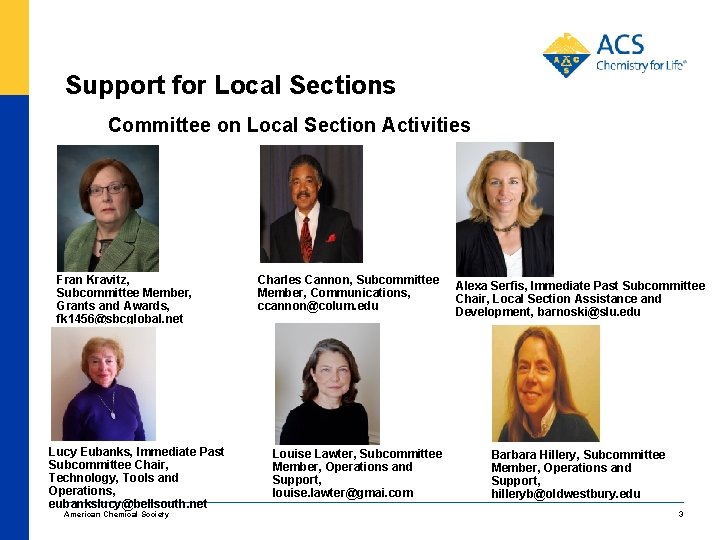 Support for Local Sections Committee on Local Section Activities Fran Kravitz, Subcommittee Member, Grants