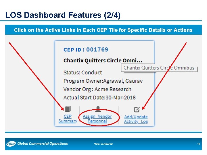 LOS Dashboard Features (2/4) Click on the Active Links in Each CEP Tile for LOS Dashboard Features (2/4) Click on the Active Links in Each CEP Tile for