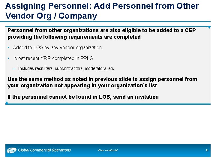 Assigning Personnel: Add Personnel from Other Vendor Org / Company Personnel from other organizations Assigning Personnel: Add Personnel from Other Vendor Org / Company Personnel from other organizations