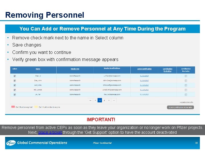 Removing Personnel You Can Add or Remove Personnel at Any Time During the Program Removing Personnel You Can Add or Remove Personnel at Any Time During the Program