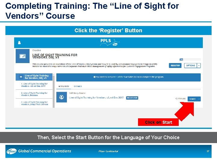 Completing Training: The “Line of Sight for Vendors” Course Click the ‘Register’ Button Click Completing Training: The “Line of Sight for Vendors” Course Click the ‘Register’ Button Click