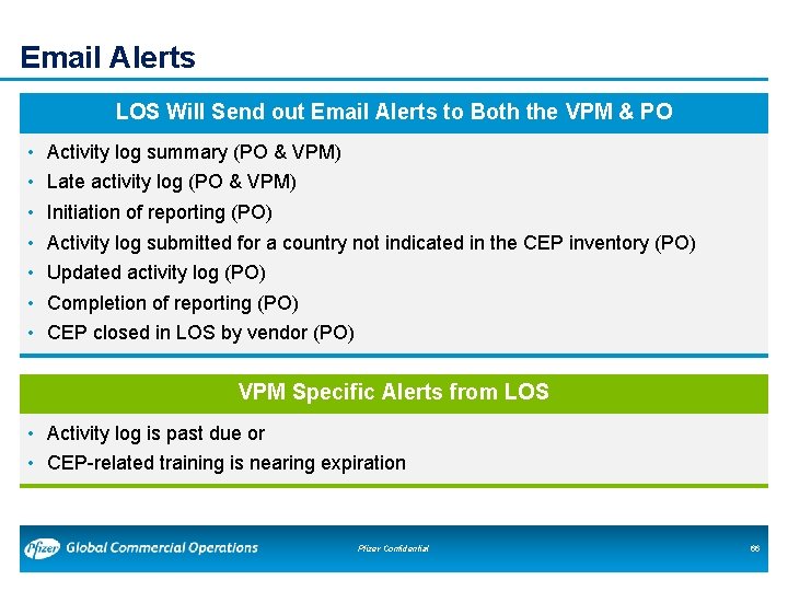 Email Alerts LOS Will Send out Email Alerts to Both the VPM & PO Email Alerts LOS Will Send out Email Alerts to Both the VPM & PO