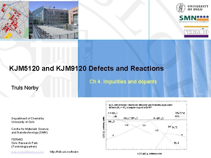 KJM 5120 and KJM 9120 Defects and Reactions Ch 4. Impurities and dopants Truls