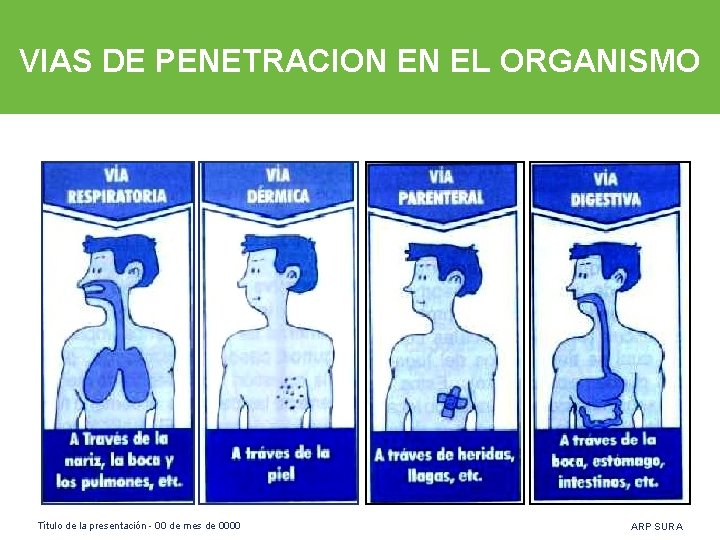 VIAS DE PENETRACION EN EL ORGANISMO Título de la presentación - 00 de mes