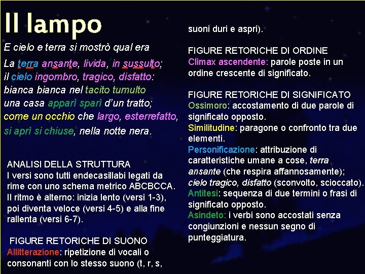 Il lampo E cielo e terra si mostrò qual era La terra ansante, livida, Il lampo E cielo e terra si mostrò qual era La terra ansante, livida,
