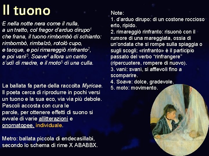Il tuono E nella notte nera come il nulla, a un tratto, col fragor Il tuono E nella notte nera come il nulla, a un tratto, col fragor
