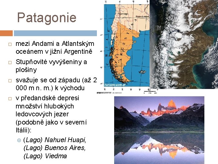 Patagonie mezi Andami a Atlantským oceánem v jižní Argentině Stupňovité vyvýšeniny a plošiny svažuje