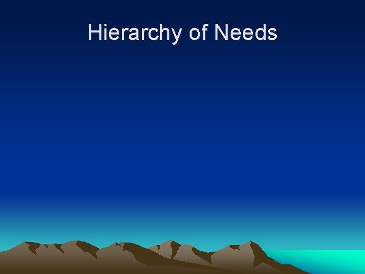 Hierarchy of Needs 