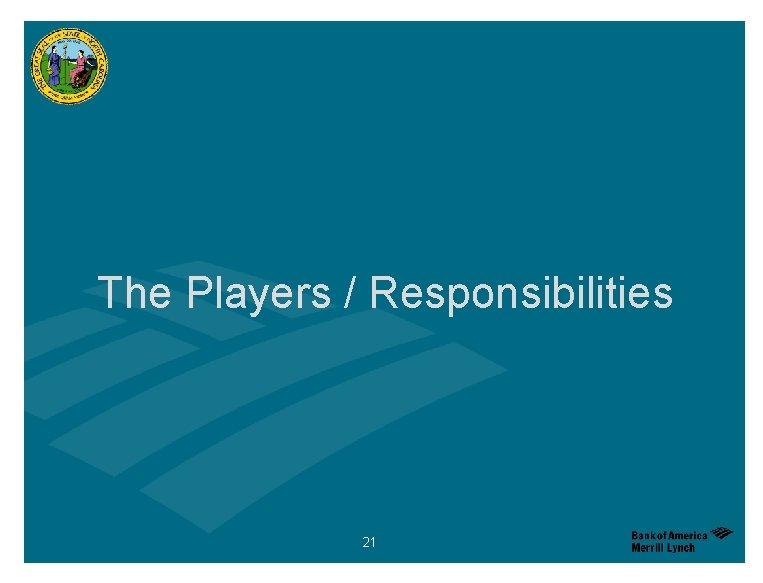 The Players / Responsibilities 21 21 