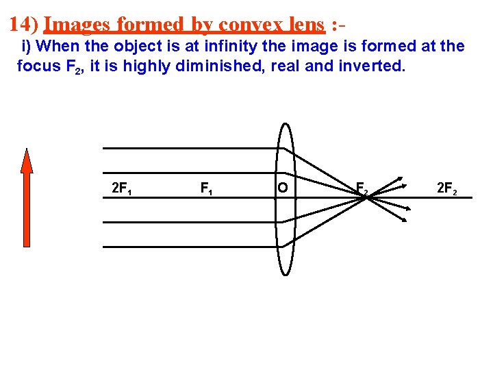 14) Images formed by convex lens : i) When the object is at infinity