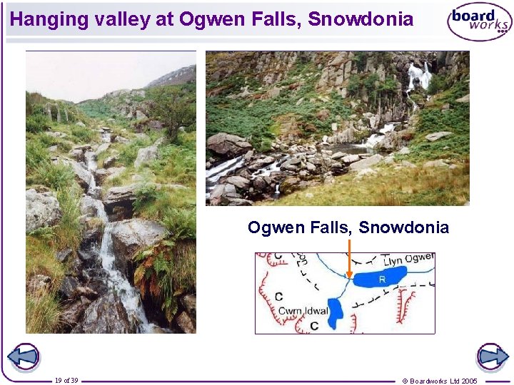 Hanging valley at Ogwen Falls, Snowdonia 19 of 39 © Boardworks Ltd 2005 