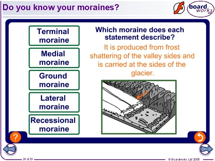 Do you know your moraines? 28 of 39 © Boardworks Ltd 2005 
