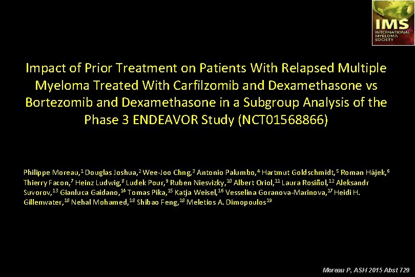 Impact of Prior Treatment on Patients With Relapsed Multiple Myeloma Treated With Carfilzomib and