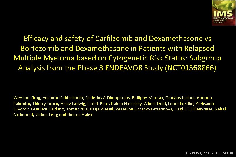 Efficacy and safety of Carfilzomib and Dexamethasone vs Bortezomib and Dexamethasone in Patients with