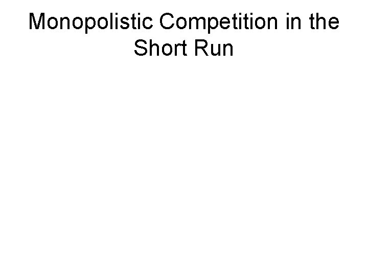 Monopolistic Competition in the Short Run 