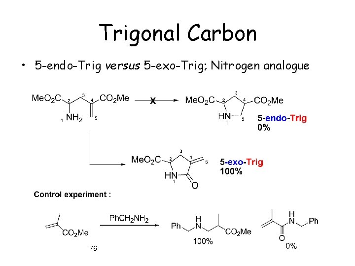 Trigonal Carbon • 5 -endo-Trig versus 5 -exo-Trig; Nitrogen analogue 76 
