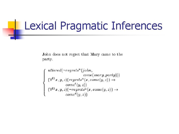 Lexical Pragmatic Inferences 