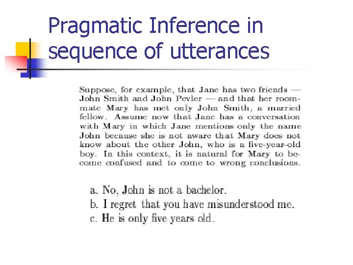 Pragmatic Inference in sequence of utterances 