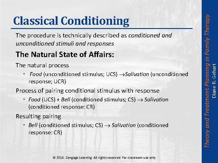 The Natural State of Affairs: The natural process • Food (unconditioned stimulus; UCS) Salivation