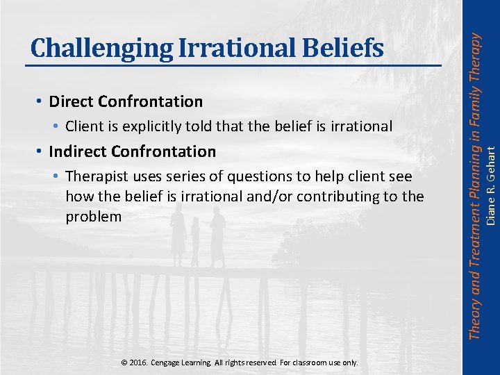  • Client is explicitly told that the belief is irrational • Indirect Confrontation