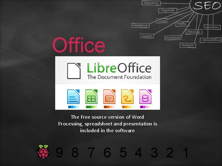Office The Free source version of Word Processing, spreadsheet and presentation is included in