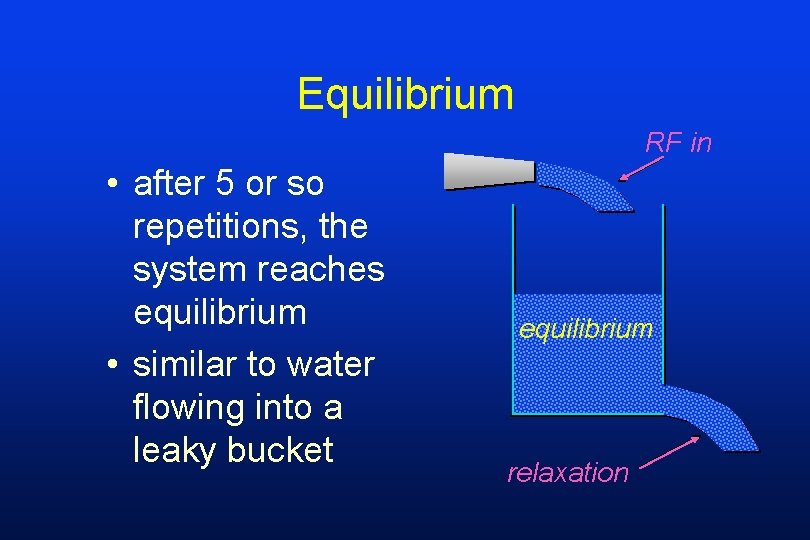 Equilibrium RF in • after 5 or so repetitions, the system reaches equilibrium •