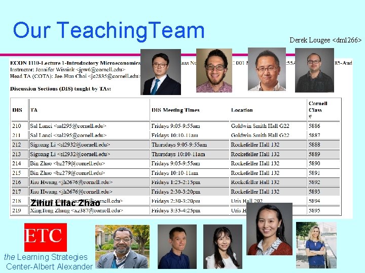 Our Teaching. Team Zihui Lilac Zhao the Learning Strategies Center-Albert Alexander Derek Lougee <dml