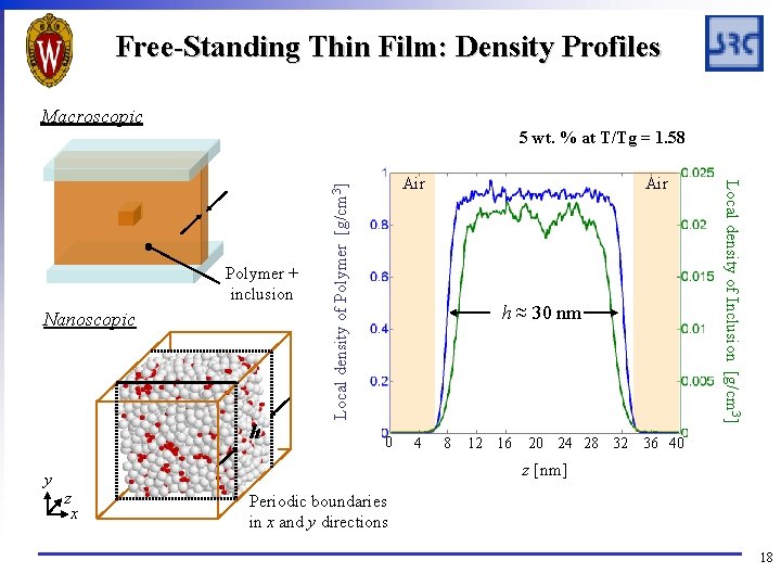 Free-Standing Thin Film: Density Profiles Macroscopic 5 wt. % at T/Tg = 1. 58