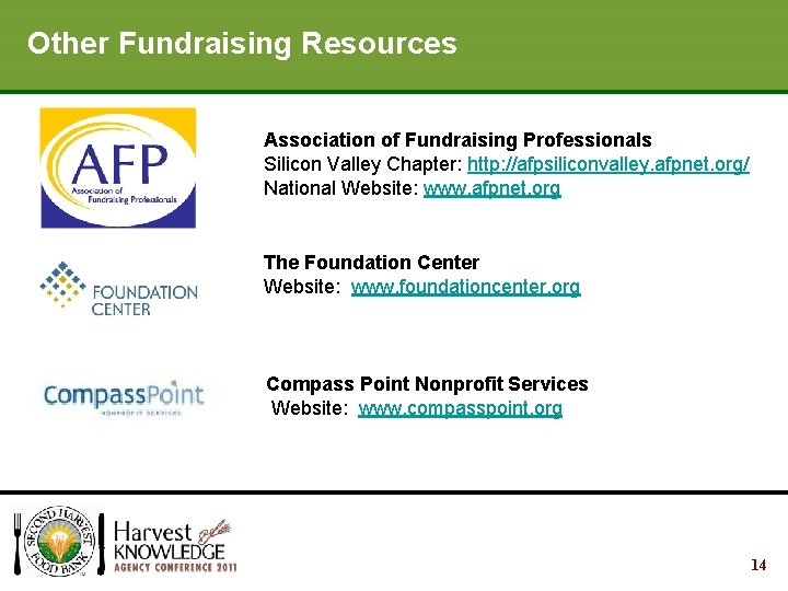 Your Fundraising Strategy Other Fundraising Resources Association of Fundraising Professionals Silicon Valley Chapter: http: