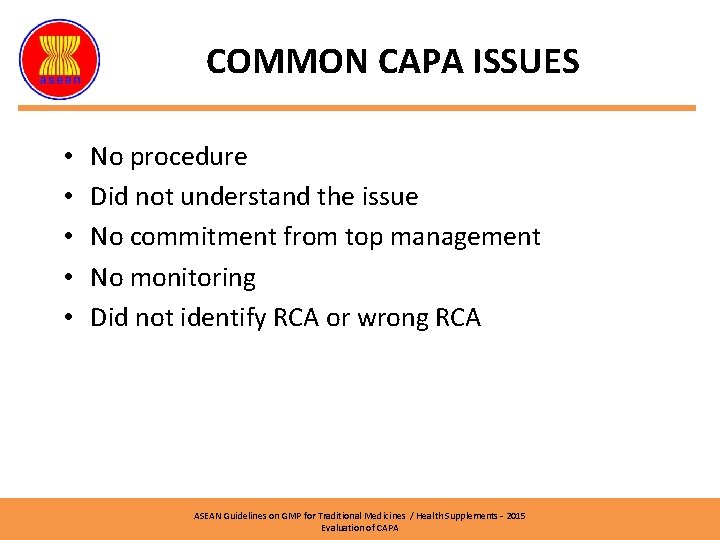 COMMON CAPA ISSUES • • • No procedure Did not understand the issue No