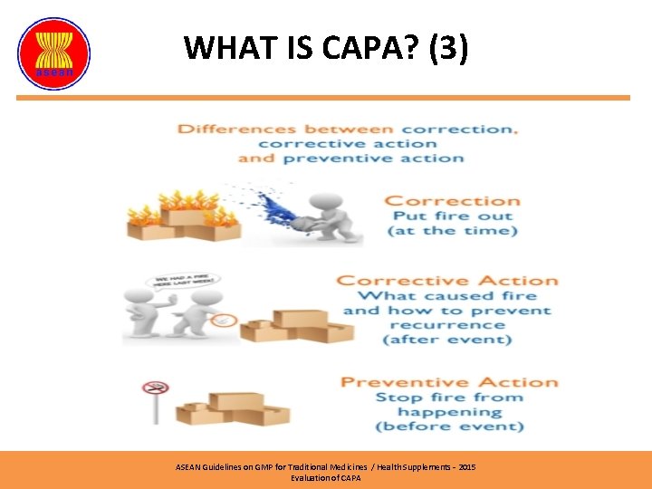 WHAT IS CAPA? (3) ASEAN Guidelines on GMP for Traditional Medicines / Health Supplements