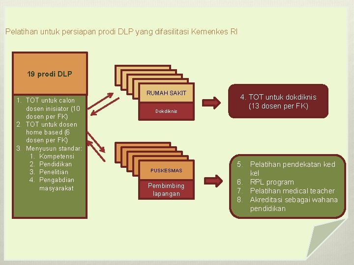 Pelatihan untuk persiapan prodi DLP yang difasilitasi Kemenkes RI 19 prodi DLP RUMAH SAKIT