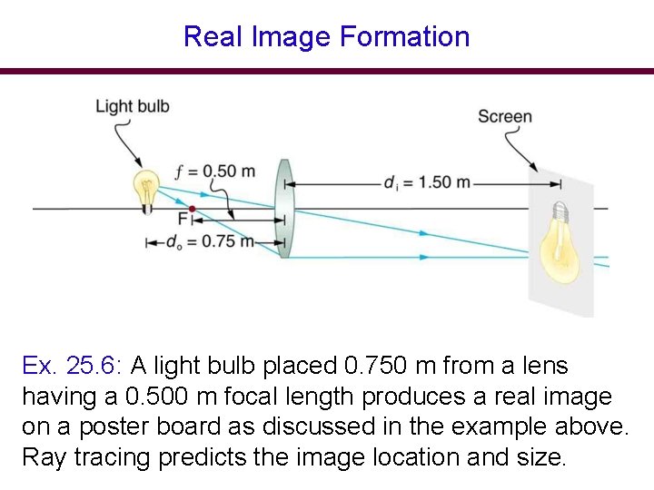 Real Image Formation Ex. 25. 6: A light bulb placed 0. 750 m from Real Image Formation Ex. 25. 6: A light bulb placed 0. 750 m from
