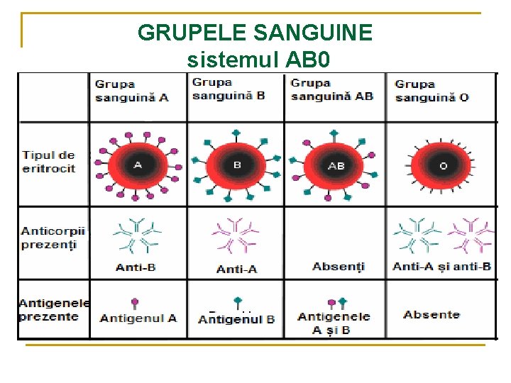 GRUPELE SANGUINE sistemul AB 0 