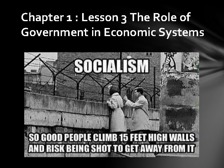 Chapter 1 : Lesson 3 The Role of Government in Economic Systems 