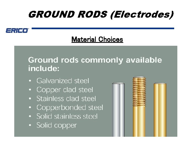 GROUND RODS (Electrodes) Material Choices 