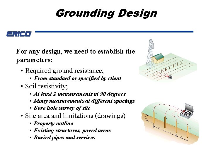 Grounding Design For any design, we need to establish the parameters: • Required ground