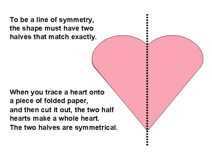 To be a line of symmetry, the shape must have two halves that match