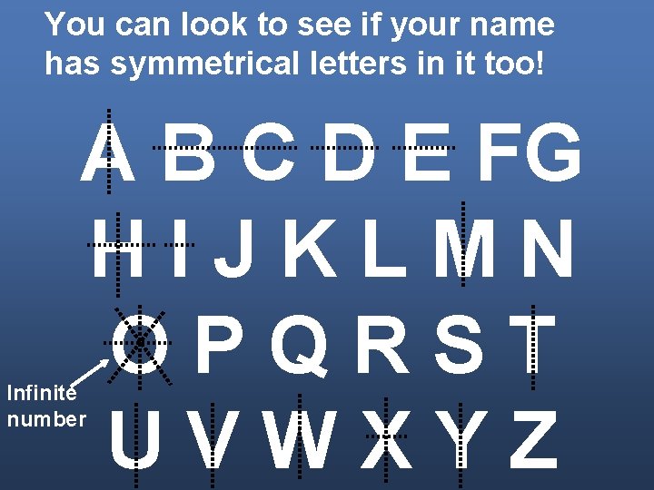 You can look to see if your name has symmetrical letters in it too!