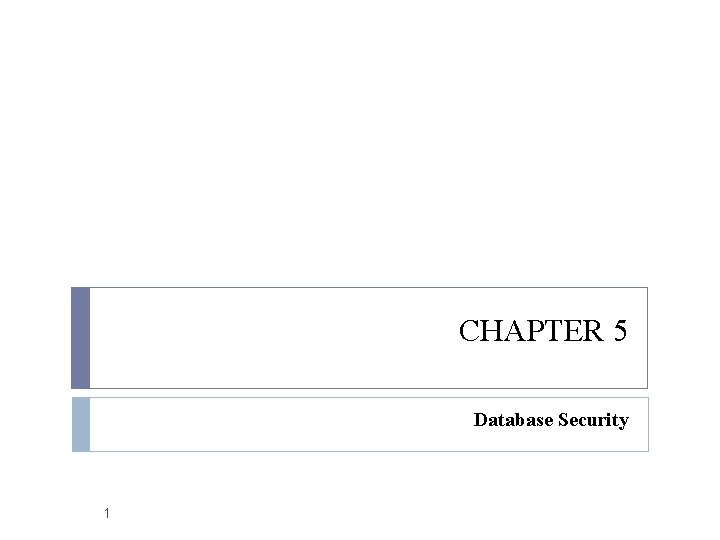 CHAPTER 5 Database Security 1 