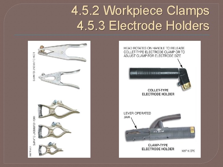 4. 5. 2 Workpiece Clamps 4. 5. 3 Electrode Holders 