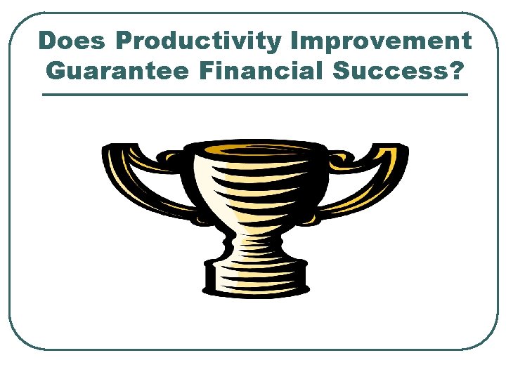 Does Productivity Improvement Guarantee Financial Success? 