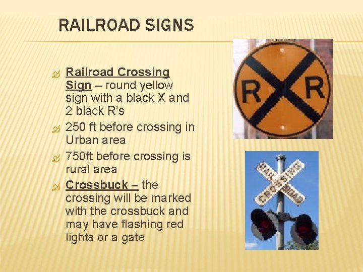 RAILROAD SIGNS Railroad Crossing Sign – round yellow sign with a black X and RAILROAD SIGNS Railroad Crossing Sign – round yellow sign with a black X and