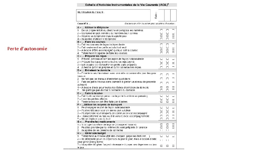 Perte d’autonomie 