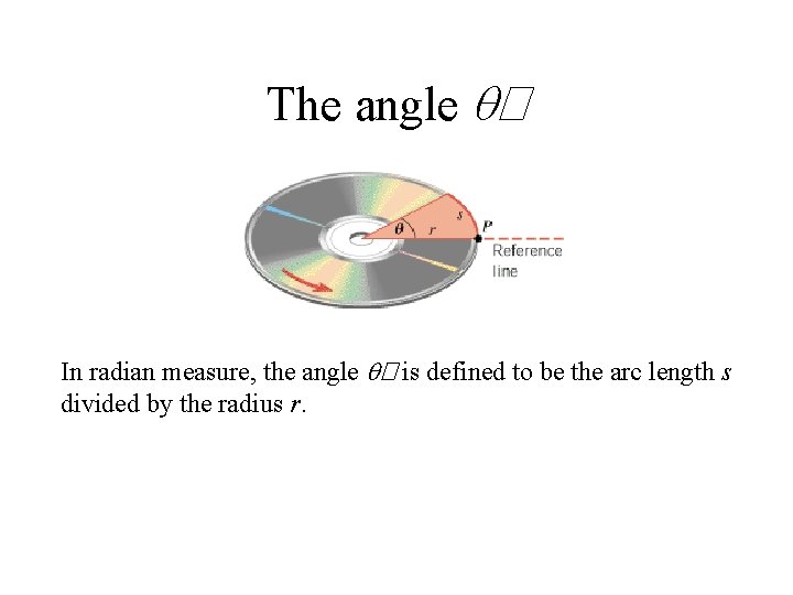 The angle q� In radian measure, the angle q� is defined to be the