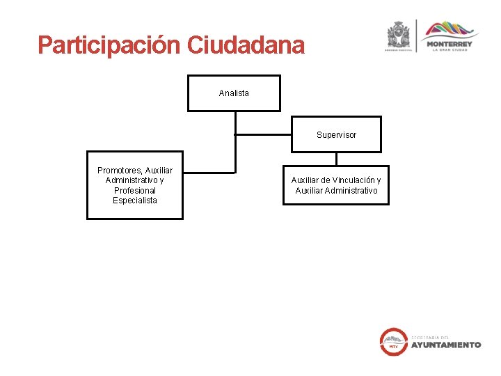 Participación Ciudadana Analista Supervisor Promotores, Auxiliar Administrativo y Profesional Especialista Auxiliar de Vinculación y